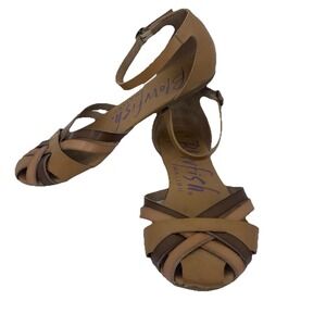 Blowfish Malibu Brown Woven Sandals size 7 Ankle Strap Flat Rode Desert Sand